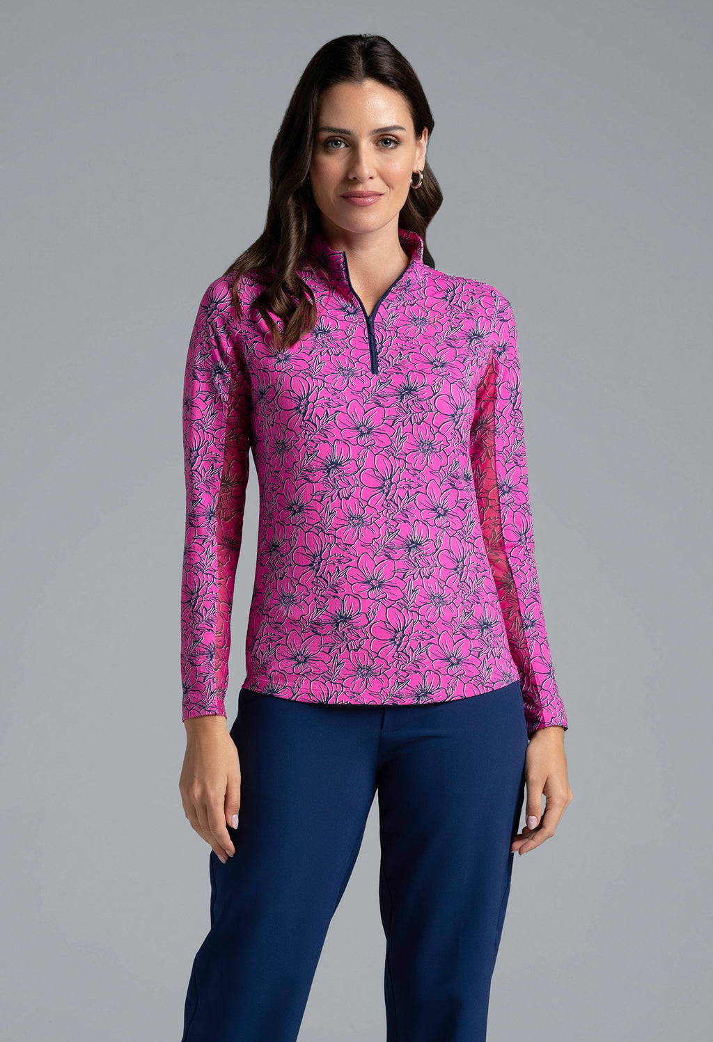 Diana Print Long Sleeve Mock Neck Top – 10930
