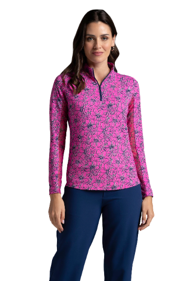 Diana Print Long Sleeve Mock Neck Top – 10930